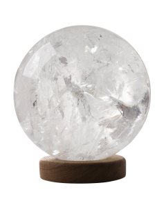 Polished Rock Crystal Sphere Lamp, AAA Grade 210mm, with Base + USB fitting, Brazil (14.05kg)
