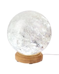 Polished Rock Crystal Sphere with Oak Base (Diameter25 cm) 24KG (1pc) 
