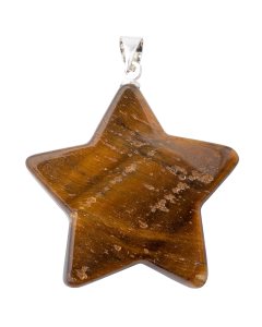 Tiger Eye Flat Star Pendant with Silver Plated Bail (1pc) 