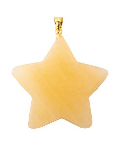 Calcite Yellow Flat Star Pendant with Gold Plated Bail (1pc)