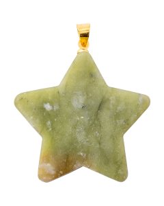 Serpentine Flat Star Pendant with Gold Plated Bail (1pc) 