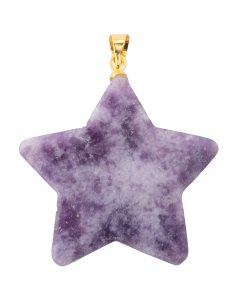 Lepidolite Flat Star Pendant with Gold Plated Bail (1pc) 