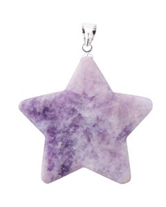 Lepidolite Flat Star Pendant with Silver Plated Bail (1pc) 