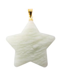 New Jade Puff Star Pendant with Gold Plated Bail (1pc) 
