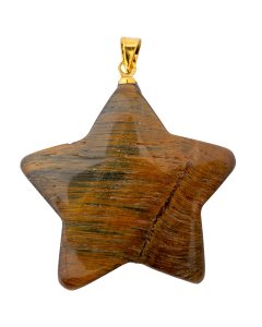 Tiger Eye Puff Star Pendant with Gold Plated Bail (1pc) 