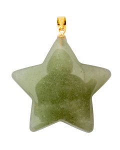 Green Aventurine Puff Star Pendant with Gold Plated Bail (1pc) 