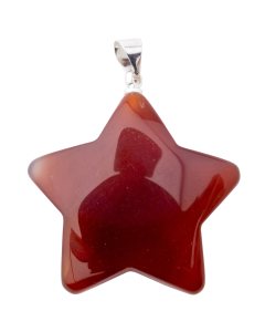 Carnelian Puff Star Pendant with Silver Plated Bail (1pc) 
