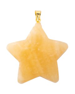 Yellow Calcite Puff Star Pendant with Gold Plated Bail (1pc) 