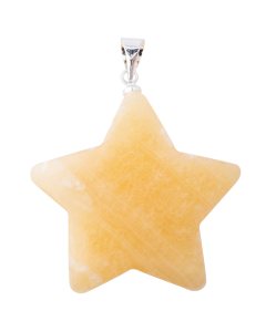 Yellow Calcite Puff Star Pendant with Silver Plated Bail (1pc)