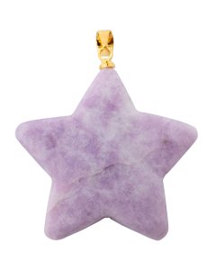 Lepidolite Puff Star Pendant with Gold Plated Bail (1pc) 