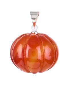 Carnelian Mini Pumpkin Pendant with Silver Plated Bail 20mm (1pc) NETT