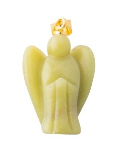 Olive Jade Angel Pendant, Gold Plated Bail 20mm (1pc)