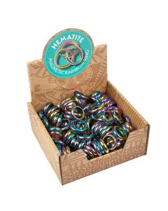 6mm Rainbow Magnetic Hematite Puff Ring Retail Box (100pc) NFD