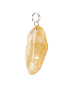 Citrine Tumblestone Pendant with Silver Plated Split Ring (1pc)