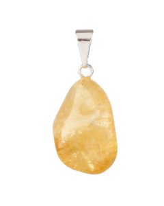 Citrine Tumblestone Pendant - Silver Plated Bail (1pc)