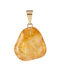 Citrine Tumblestone Pendant with Gold Plated Bail (1pc)