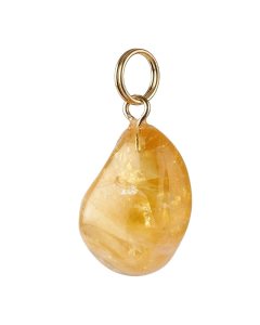 Citrine Tumblestone Pendant with Gold Plated Split Ring (1pc)