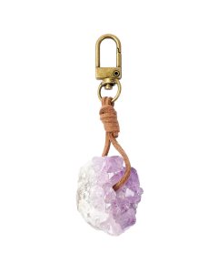 Amethyst Cluster Brass Keyring (1pc)