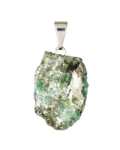 Pendant Rough Emerald Silver Plated Bail (1pc) NETT