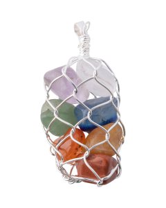 Chakra Wire Bag Pendant, Silver Plated (1pc) 