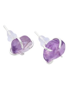 Tumbled Amethyst Earstuds, Silver Plated (1pair)