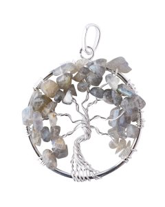 Tree of Life Pendant Labradorite Silver Plated (1 Piece) 