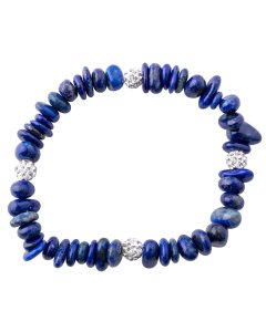 Lapis Chip+ Rhinestone Ball Elastic Bracelet (1pc) 