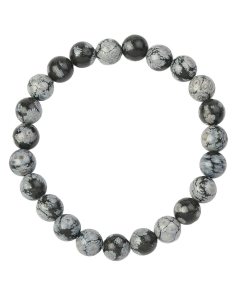 8mm Snowflake Obsidian Bead Bracelet (1pc)