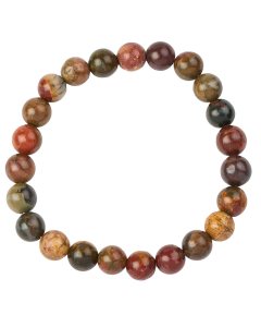 8mm Bead Bracelet, Red Picasso Jasper (1pc)