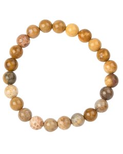 8mm Bead Bracelet, Agatised Coral (1pc)