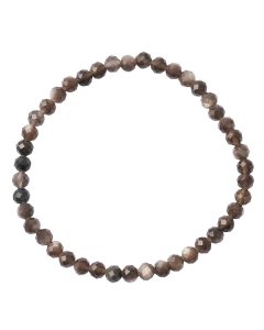 4mm Silver Obsidian Faceted Bead Bracelet (1pc)
