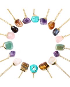 Gold Plated Tumblestone Necklace 18" (18pcs) NETT