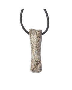Sauropod Dinosaur Bone Pendant on Cord, approx 45x10mm, Jurassic (1pc)