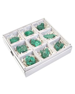 Rough Malachite in Gift Box with ID card (9pcs)