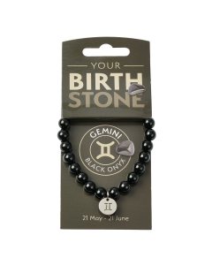 GEMINI Black Onyx Birthstone Bead Bracelet with Charm (3pc) NFD