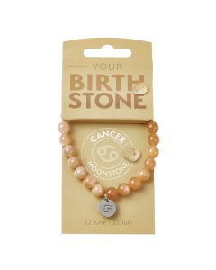 CANCER Moonstone Birthstone Bead Bracelet with Charm (3pc) NFD