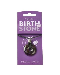 PISCES Amethyst Birthstone Donut Pendant on Thong with Charm (3pc) NFD