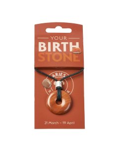 ARIES Red Jasper Birthstone Donut Pendant on Thong with Charm (3pc) NFD