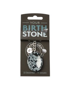 CAPRICORN Snowflake Obsidian Birthstone Keyring with Charm (3pc) NFD