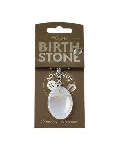AQUARIUS Agate Birthstone Keyring with Charm (3pc) NFD