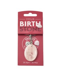 TAURUS Rose Quartz Birthstone Keyring with Charm (3pc) NFD
