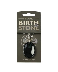 GEMINI Black Onyx Birthstone Keyring with Charm (3pc) NFD