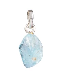 Natural Blue Topaz Tumblestone Pendant, Sterling Silver (1pc)