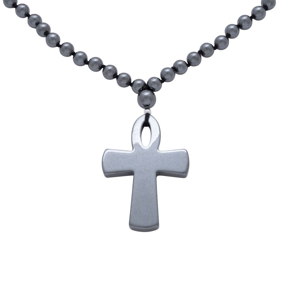 Hematite Necklace with Shaped Pendant Ankh 3 Pieces from