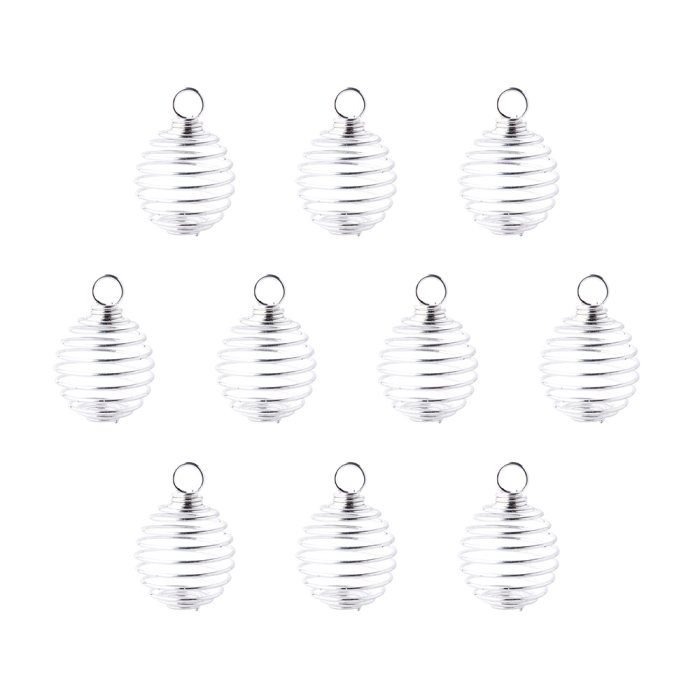 Spiral Pendant Cages Small, Silver Plated (10pcs)