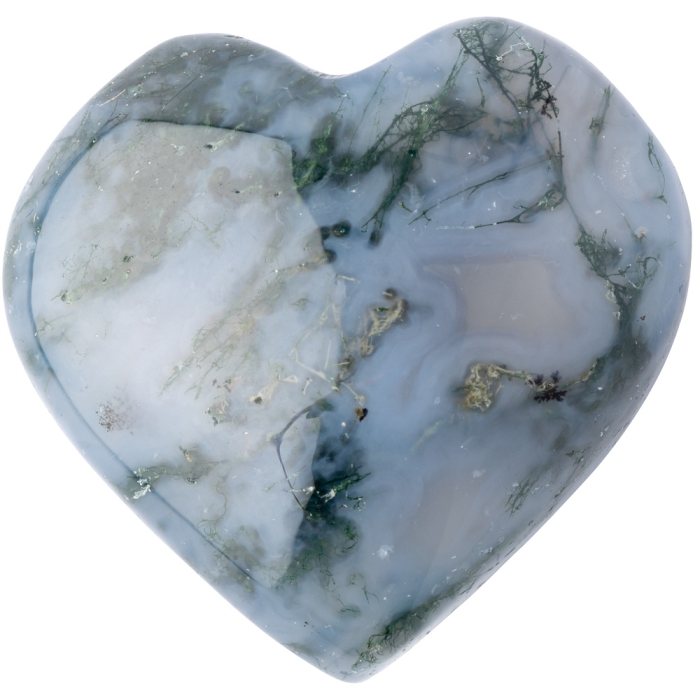 Moss Agate Puff Heart 25-30mm (1pc) NFD