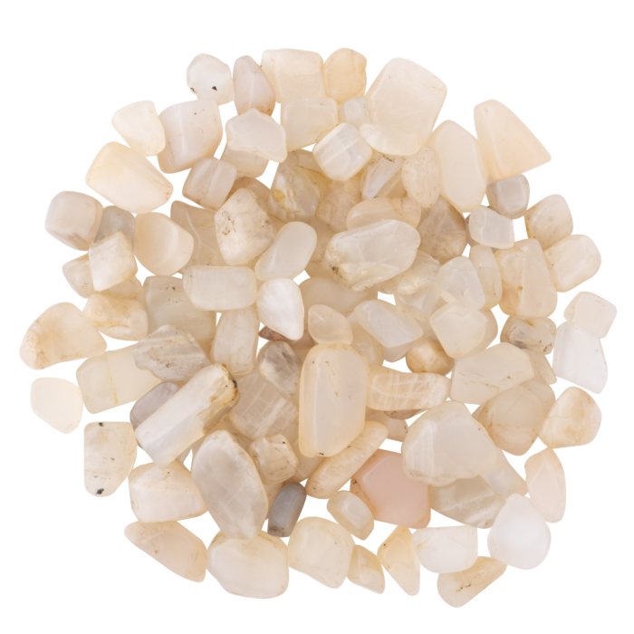 Moonstone White Tumblestone Chips, India, approx. 8-15mm (100g) NFD