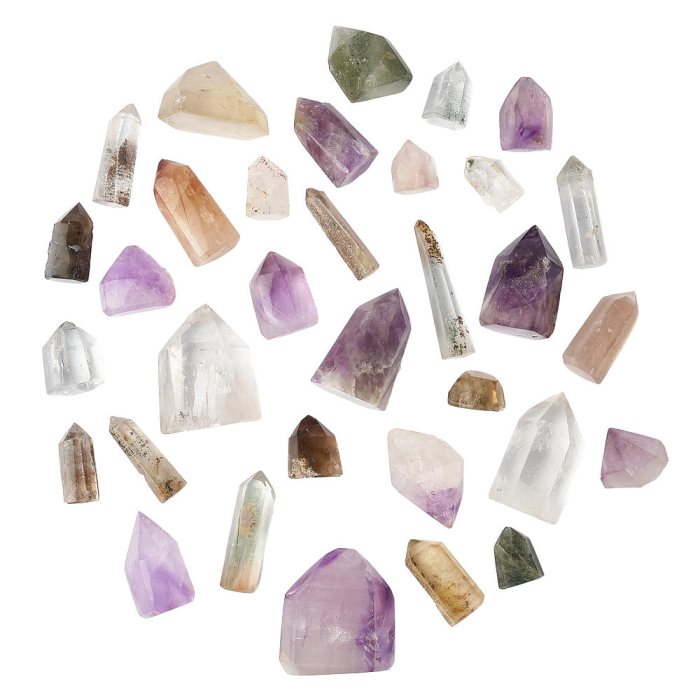 Polished Madagascan Amethyst/Quartz/Smoky Quartz Points with inclusions (1Kg web pack) NFD