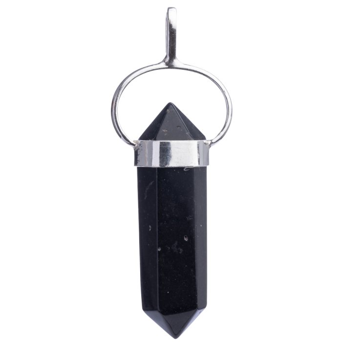Black Onyx Double Terminated 925 Sterling Silver Pendant, Brazil (1pc) NETT