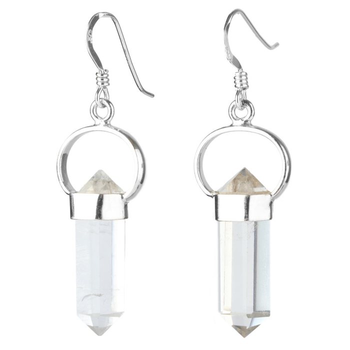 Polished Quartz Double Terminated 925 Sterling Silver Earrings (1pr) NETT